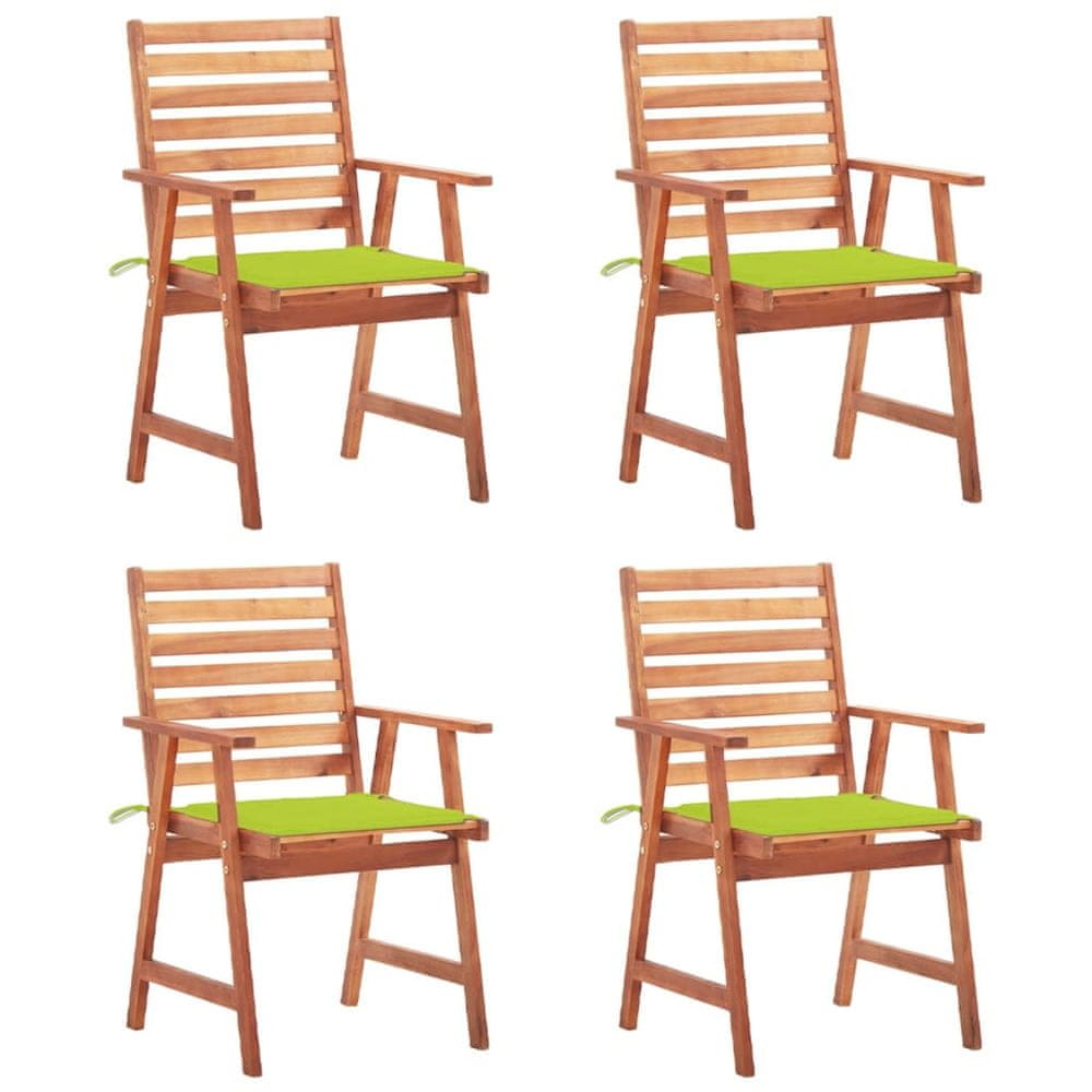 Petromila vidaXL Vonkajšie jedálenské stoličky 4 ks s podložkami akáciové drevo